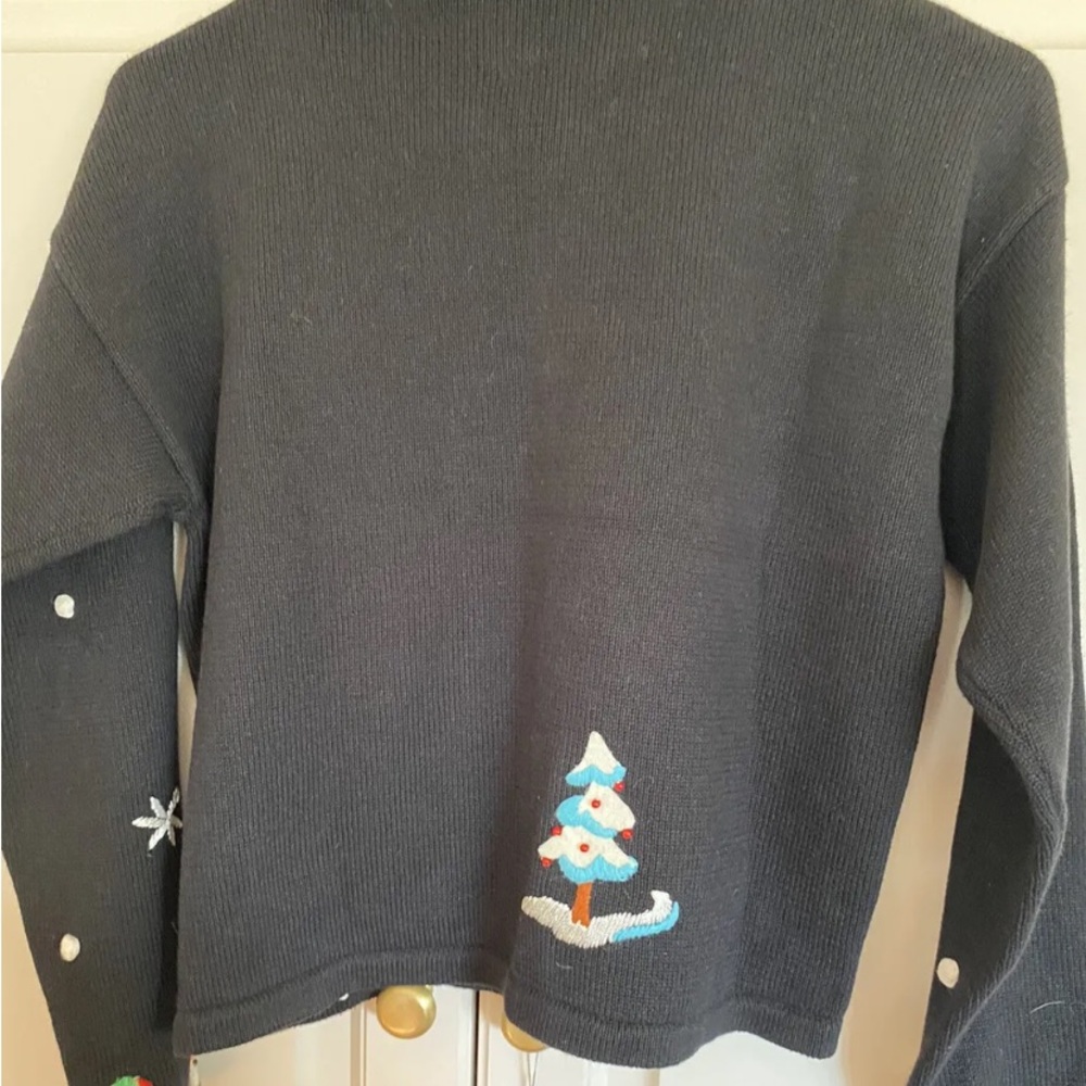 MICHAEL SIMON GIRL CHRISTMAS Holiday CARDIGAN SWEATER SNOWMAN~Size 10 - Picture 4 of 6